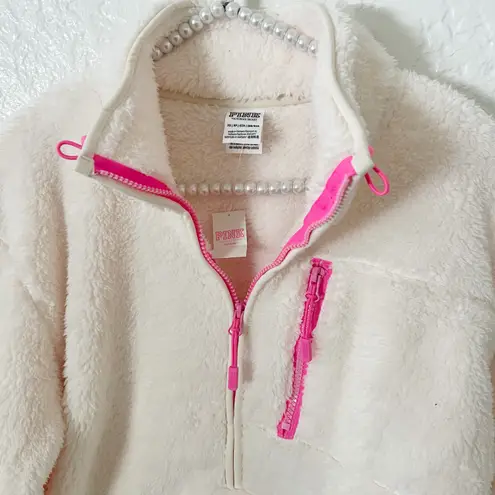 PINK - Victoria's Secret PINK VS Half Zip Sherpa Teddy Pullover Jacket 