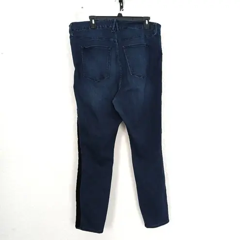 Good American  Good Waist Jeans Blue Black Velvet Tuxedo Stripe Skinny Size 22