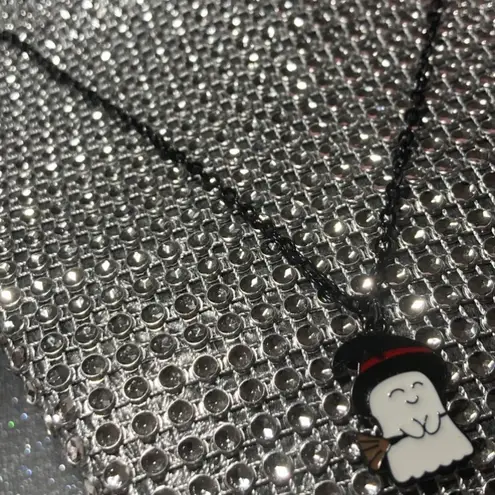 Boutique Ghost Witch Hat and Broom Necklace Black Jewelry for Women goth kawaii Halloween