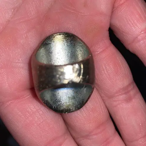 Sterling Silver Plated 18K Gold Brushed Top Satin Dome Ring Silver