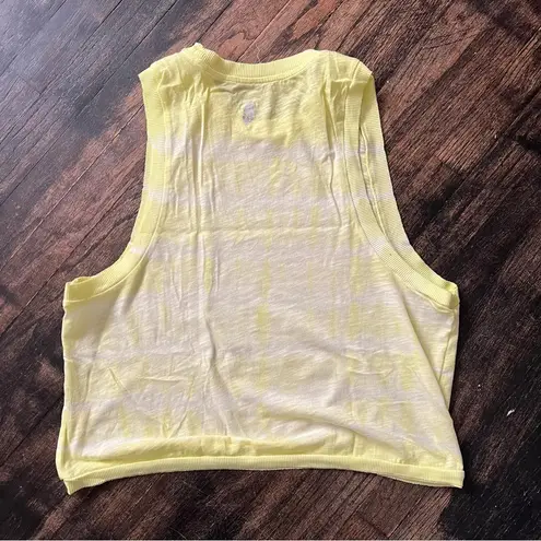 FP Movement by Free People Neon Yellow Tie Dye Muscle Tee Crop Tank Top S