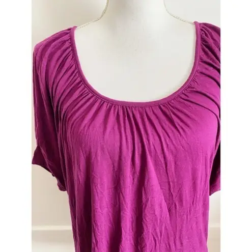 Whistles • Magenta Berry Ruched Neck Blouse Size 2