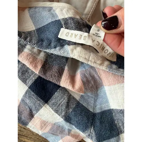 Veronica Beard Ilene Plaid Mini Shorts Blue Womens Size 6