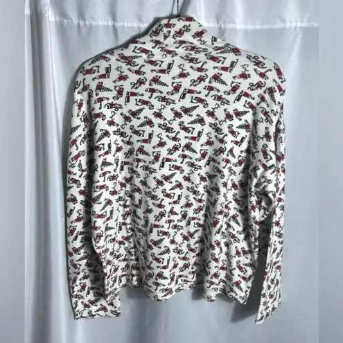 Susan Bristol Vintage Christmas Santa Top Women's L Made in Portugal 100% Cotton