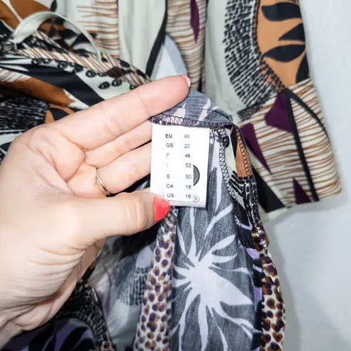 New Q|Neel Nordic Design White Printed Silk Blend Shift Dress Size 16 Multiple