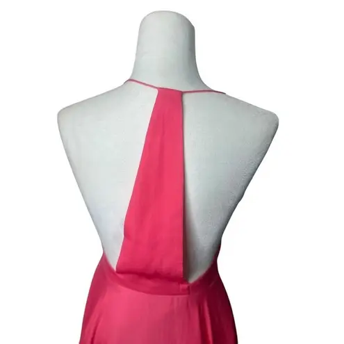 Kimchi Blue  Dress 2 Vida Pink Satin Halter Sleeveless Handkerchief Midi Sundress