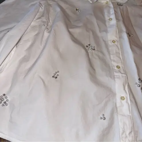 FREE ASSEMBLY Buttons Button Down Women’s Blouse XXL (20) Rhinestones And Pearl White Size undefined - Image 6
