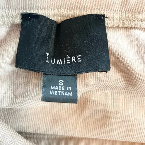 Lumiere Cowl Neck Long Sleeve Ribbed Top Casual Comfy Neutral S Off Shoulder Tan