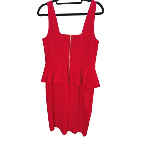 Carmen Marc Valvo Red Peplum Sheath Dress Small
