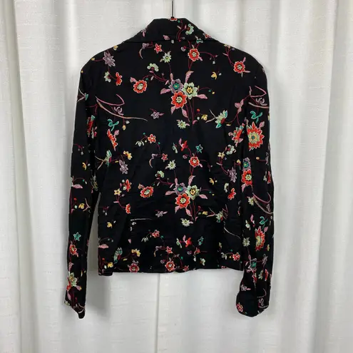 Johnny Was Black Embroidered Floral Button Front Blazer Jacket Sz.S