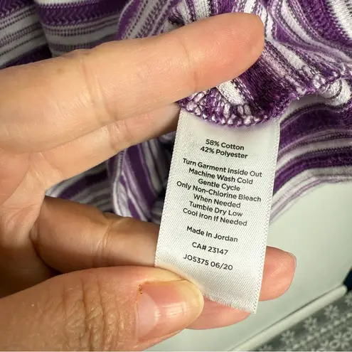 Talbots T by  Top‎ Women's Stripe Purple White Long Sleeve Scoop Neck Size 2X