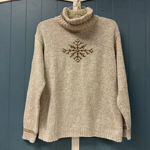 Woolrich Vintage Womens L Pullover Sweater Beige Turtleneck Granny Core Grandma