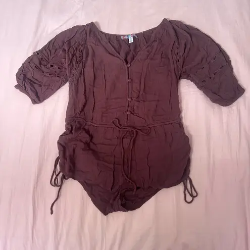 Urban Outfitters  Boho Brown Button-Up Romper - Image 1