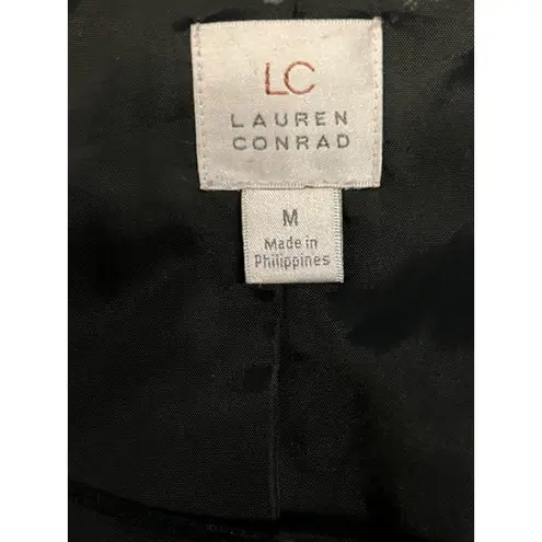 LC Lauren Conrad Jacket Womens Medium Black Faux Fur Cropped Hook Eye Coat