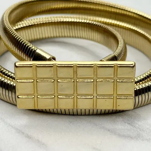 The Bar Vintage Buckle Gold Tone Coil Stretch Cinch Belt Size XS Small S Womens