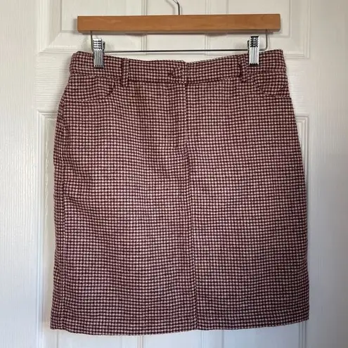 Cupcakes and Cashmere Maroon Houndstooth Wool Blend Mini Skirt Size 2