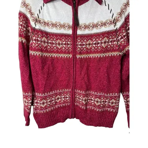 Vintage Heirloom Collectibles Cardigan Sweater Zip Up Red Fair Isle S