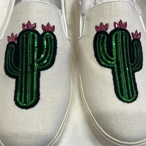 Katy Perry Womens Shoes 7.5 Slip On Sneakers Cactus Sequins Runs Small/Narrow