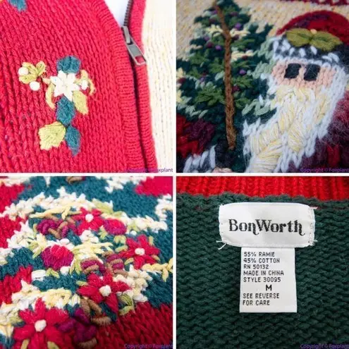 Vintage BonWorth Christmas sweater, 3D, Santa Clause, cardinal, M Red Size M