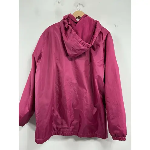 Womans Totes Windbreaker Large Pink Lined Removable Hood Full Zip