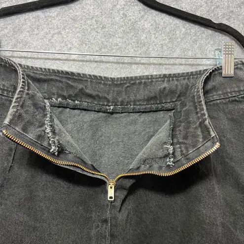 Vintage Judy's Fashion Black Denim Mini Skirt 90s Y2K Grunge Size 13 Zip Back