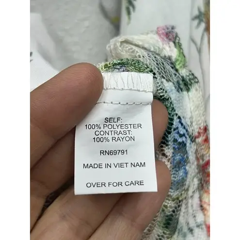 Fig and Flower Anthropologie Floral Blouse Petite Large Sheer Multicolor White Size undefined