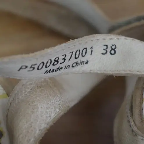 Fly London Gold Strappy Leather Wedge Sandals Size EU 38