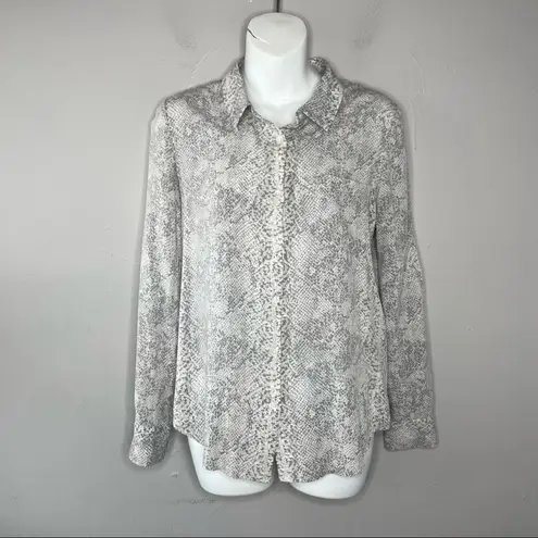 SOFT JOIE Snakeskin Print Button Down Top Womens Size XS Office Job Professional Gray