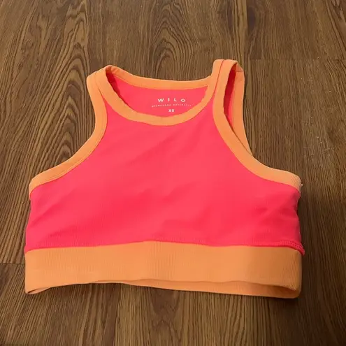 WILO Coral Pink Ribbed Sports Bra Size XS