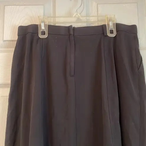 Sag Harbor Stretch Petite 12P Basic Black High Waisted Front Slit Midi Skirt
