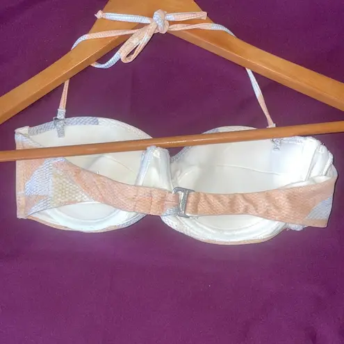 Mara Hoffman Printed Bustier Halter Bikini Top in Peach Loom