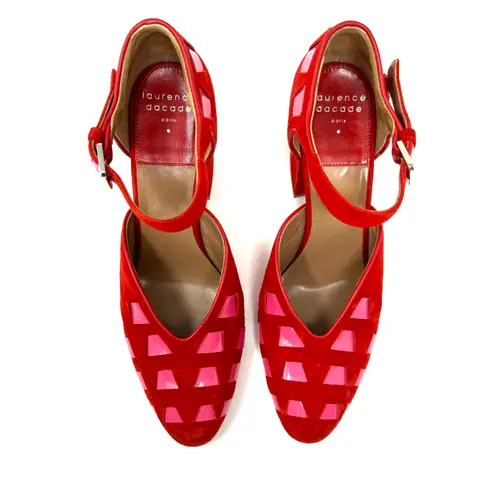 LAURENCE DÉCADE red suede Mary Jane shoes, made in Italy, size 40