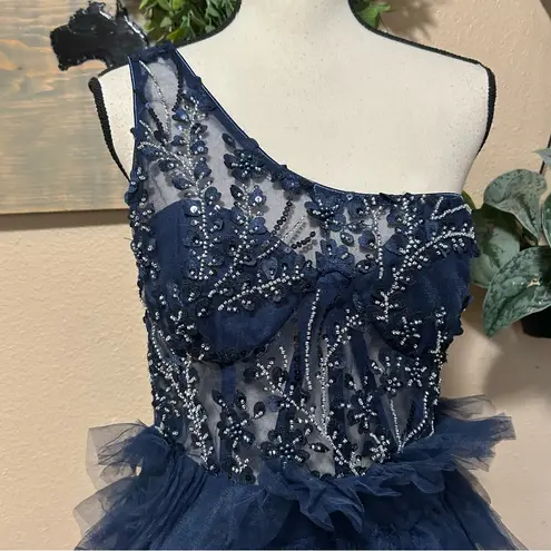 Lulus Fanciful Charm Navy Mesh Beaded Tiered One