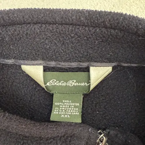 Eddie Bauer  Zip Up Mock Vest Polartec Black Zipped Pockets Sleeveless Size XL