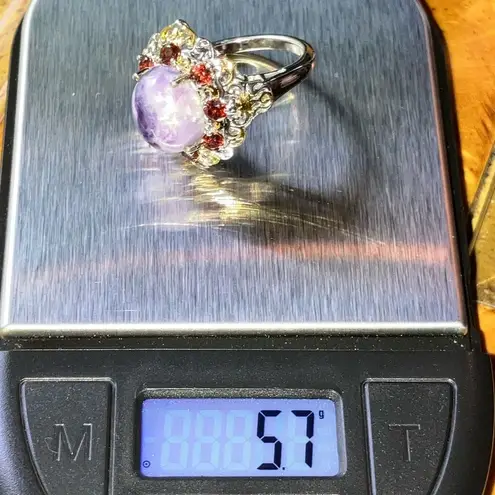 Rare Tiffany Stone Red Garnet Sterling Silver Cocktail Ring Size 7 Purple