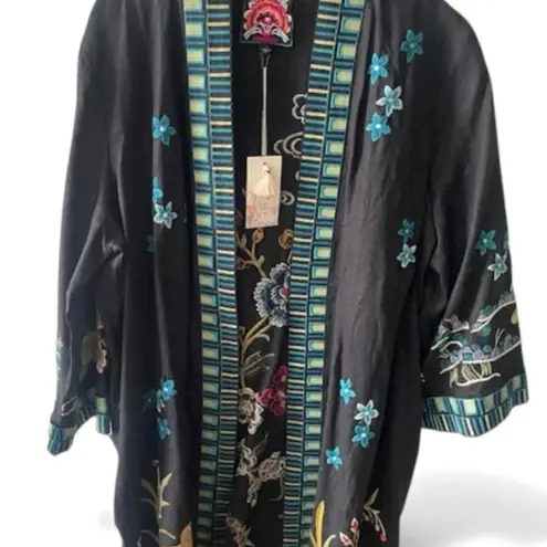 Johnny Was extremely heavily embroidered CELINA LINEN KIMONO COAT NWT RARE