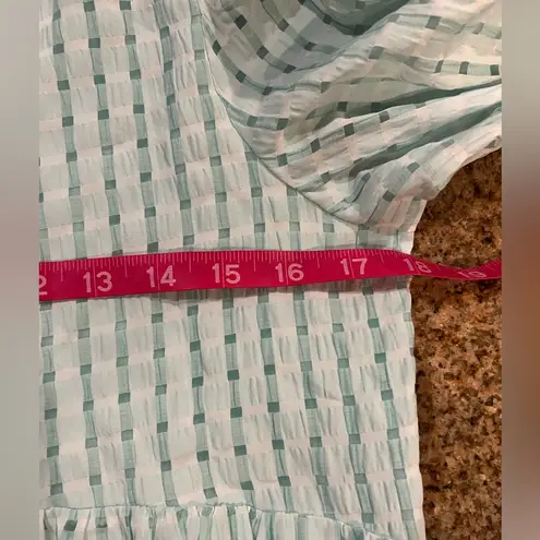 English Factory GINGHAM TIERED MIDI DRESS Medium NWT Mint color short sleeve