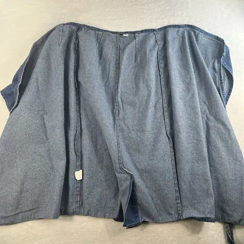 90s Y2K 2000s Size 10 Denim Midi Wrap Skirt Women’s Grunge Streetwear Whimsy USA Blue