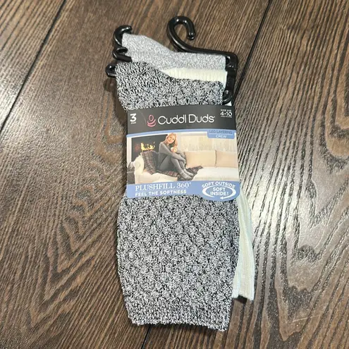 Cuddl Duds Plushfill 3-Pack Midweight Falling Rain Texture Crew Socks NEW