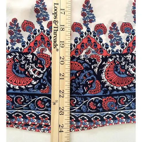 LOFT Fan Floral Light Pink Crewneck Blouse Short Sleeve Lightweight Top Sz S