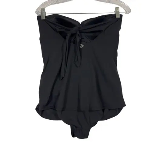 Jantzen Women's Solid Original Black Vamp Twist Bandeau One Piece Swimsuit 14