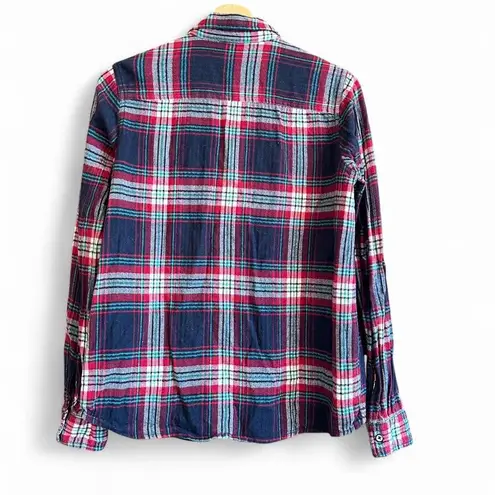 Natural Reflections Natural Collections 100% Cotton Blue Red Plaid Flannel Button up Shirt Sz Small