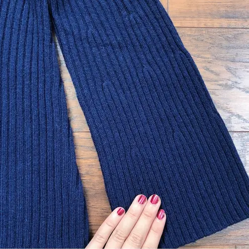 MM.LaFleur • The Min Cashmere Merino Wool Rib V Neck Sweater navy bell sleeve