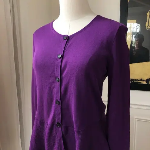 Lafayette 148 Purple Peplum Cardigan M Size M