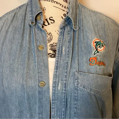 MIAMI DOLPHINS DENIM BUTTON DOWN SHIRT NFL MENS SMALL VINTAGE UNISEX Blue Size undefined