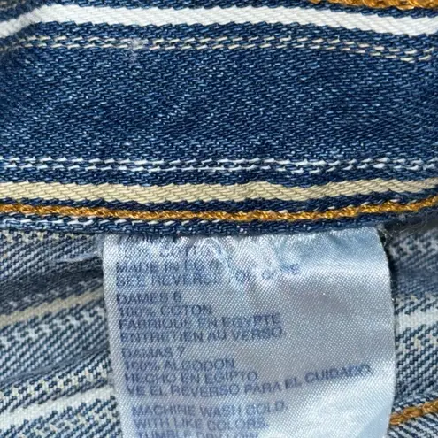 Vintage 90s Backroad Blues Striped Denim Mom Shorts High Waisted Sz 6 25” Waist Blue