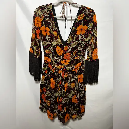 Verb by Pallavi Floral Fringed Mini Dress