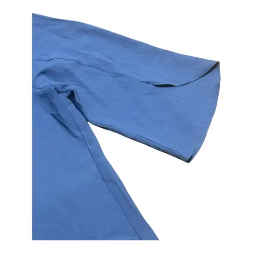 Blooming Jelly Women's Blue Ruffle Front 3/4 Sleeve Blouse Top