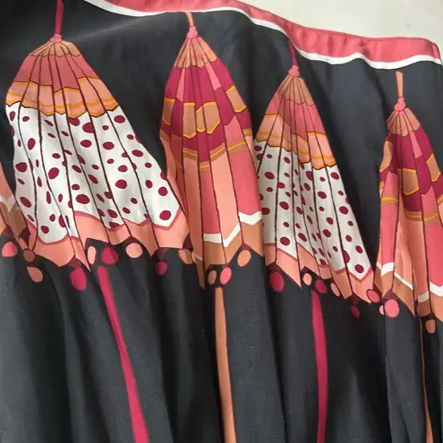 Eva Mendes Retro Pinup Umbrella Midi Skirt Sz 0 NWT Black