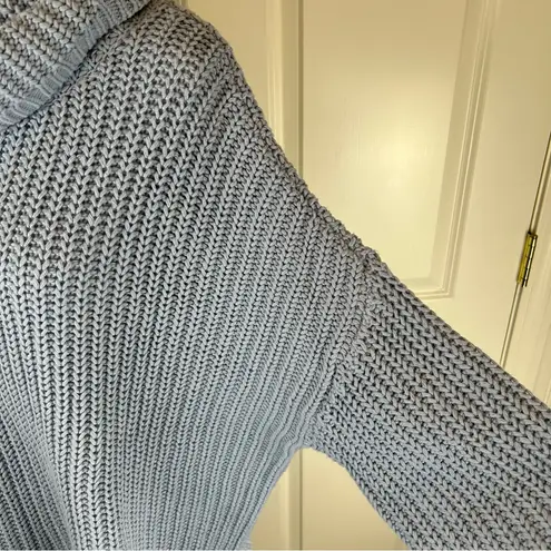 Haven Chunky Knit Ribbed Cowl Neck Sweater Light Blue NWT